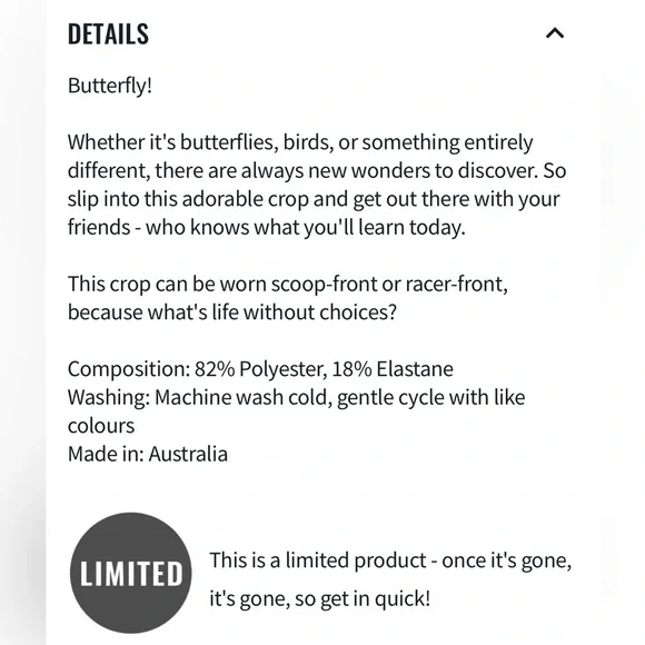 Blackmilk reversible Disney Bambi crop tank size medium - Picture 15 of 15